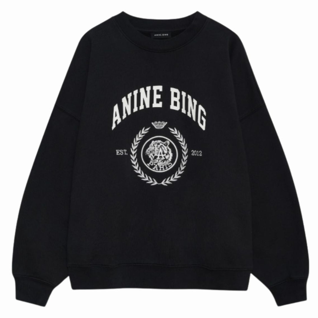ANINE BING Miles Collegiate sweatshirt i vintage black med logo og oversized fit.