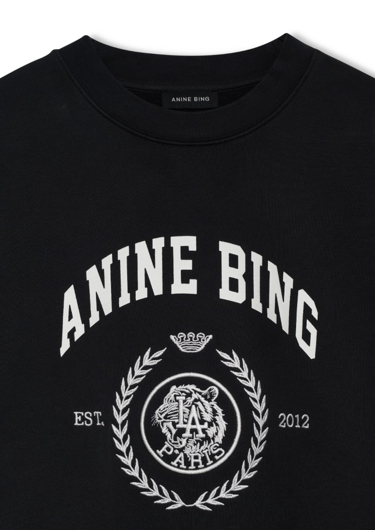 ANINE BING Miles Collegiate sweatshirt i vintage black med logo og oversized fit.