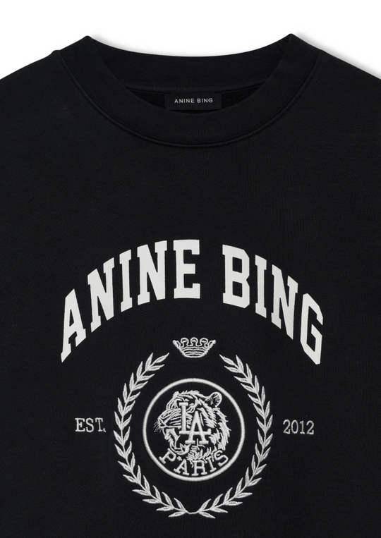 ANINE BING Miles Collegiate sweatshirt i vintage black med logo og oversized fit.