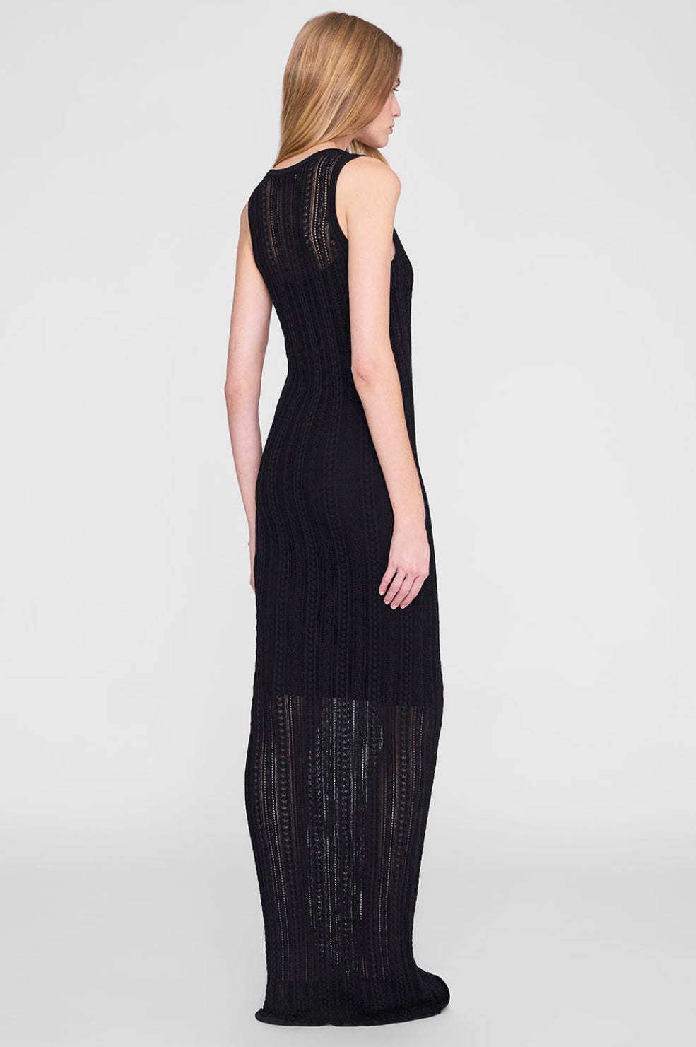 Anine Bing Arie Long Dress sort gulvlang strikket kjole.