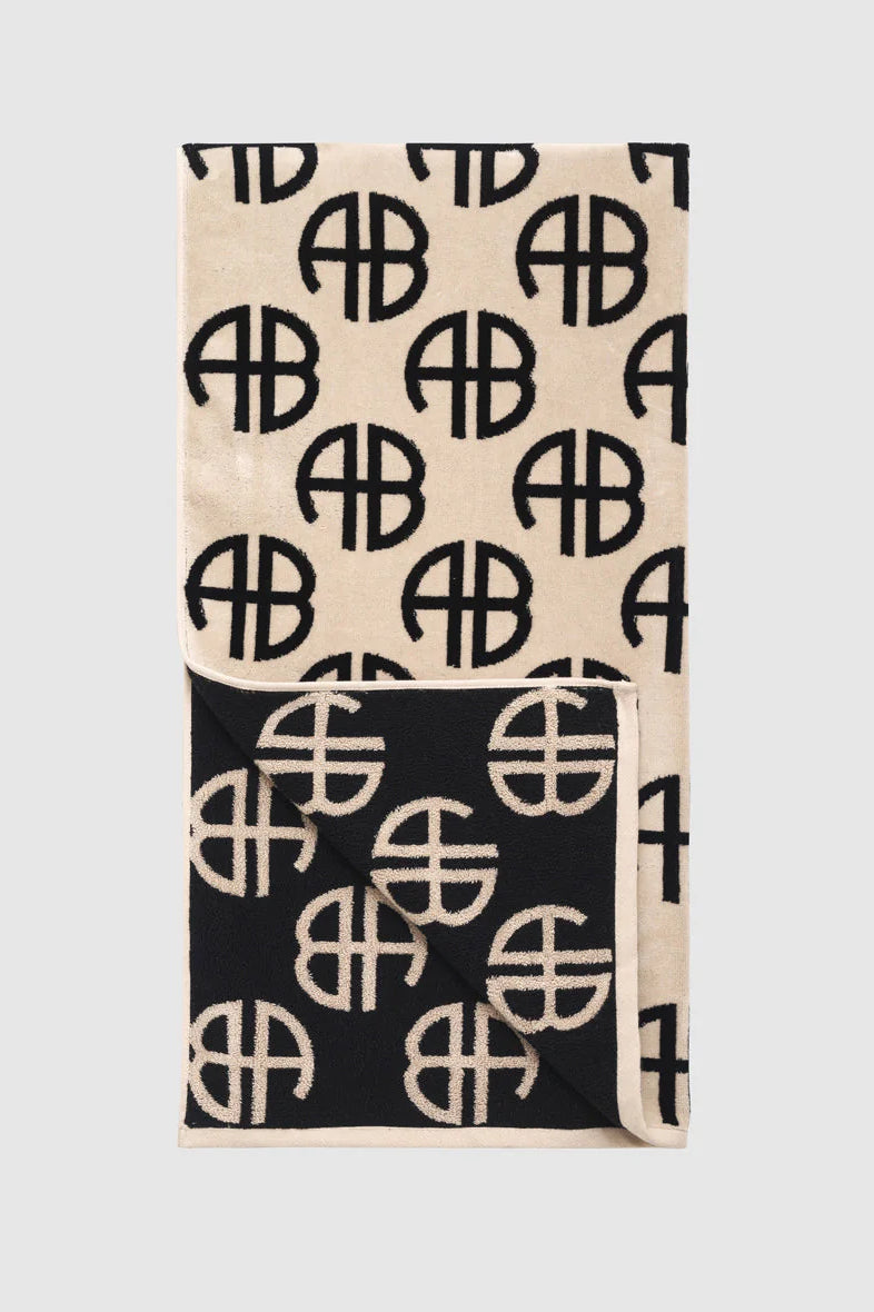 Anine Bing | Håndklæde | Bahia towel, beige monogram print