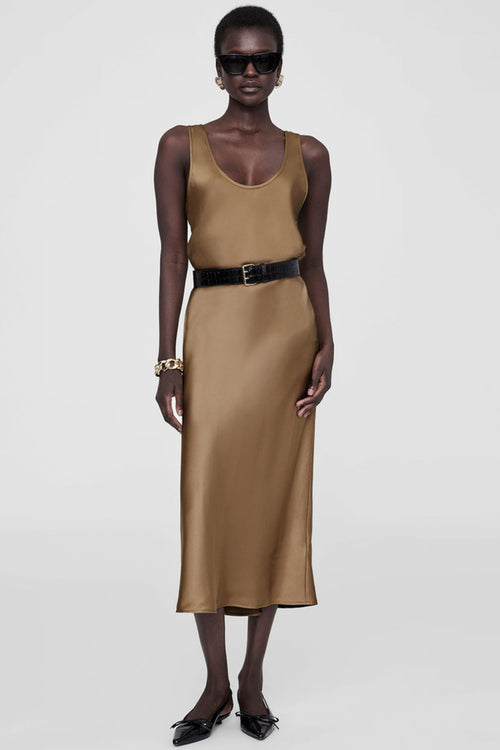 Anine Bing | Nederdel | Bar Silk Skirt, sepia