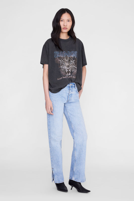 Anine Bing Cade Tee Leo Muse i washed black med leopardprint.
