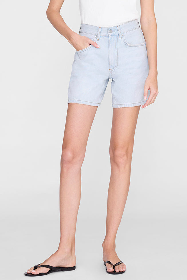 Anine Bing Delaney denimshorts i Lucid Blue med høj talje og klassisk fem-lomme design.