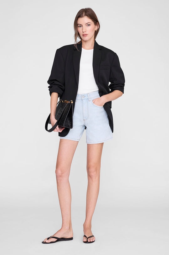 Anine Bing Delaney denimshorts i Lucid Blue med høj talje og klassisk fem-lomme design.