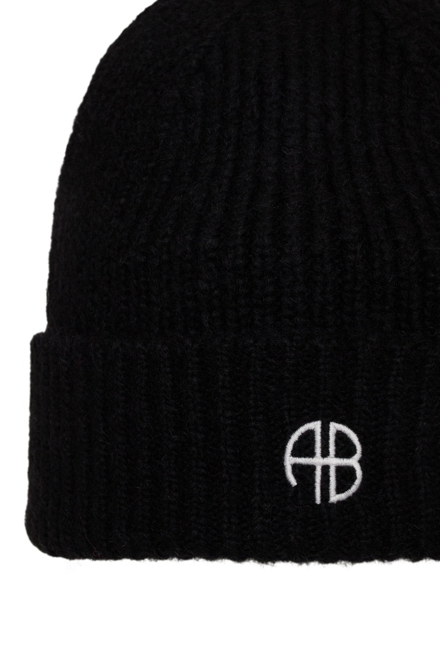 Anine Bing One Elia Beanie – Sort Hue med Monogram