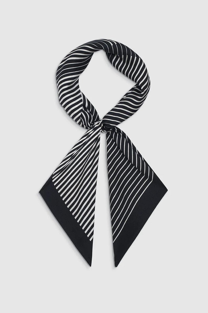 Tørklæde | Anine Bing Evelyn Scarf, black stripe monogram