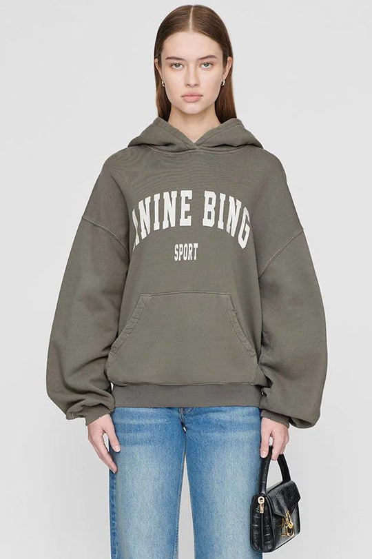 Hoodie | Anine Bing Harvey Sweatshirt, dusty olive