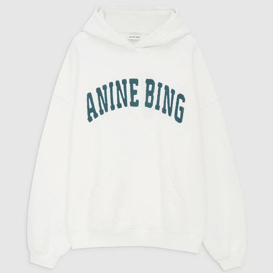 Anine Bing | Hoodie | Harvey Sweatshirt, ivory with dark sage