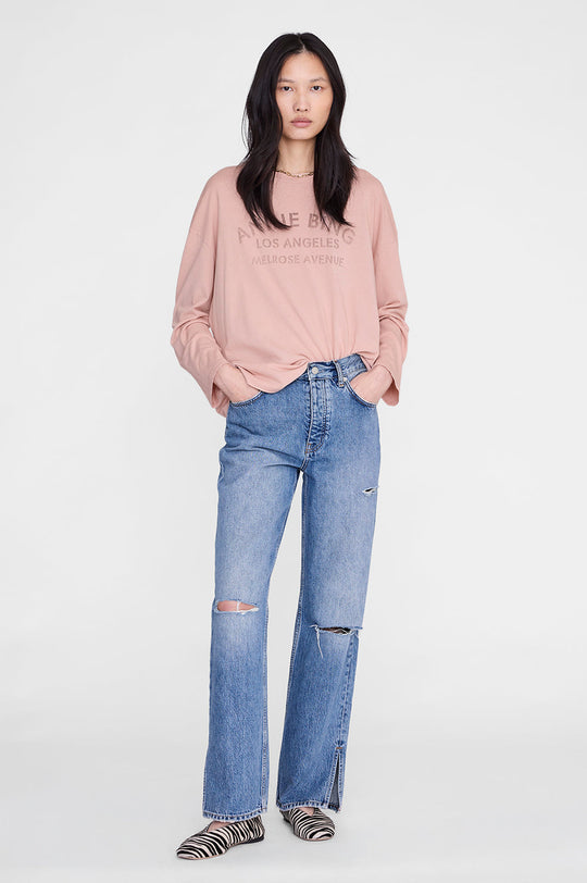 ANINE BING Ivan Long Sleeve i washed blushed med Melrose Stencil-print og afslappet pasform.