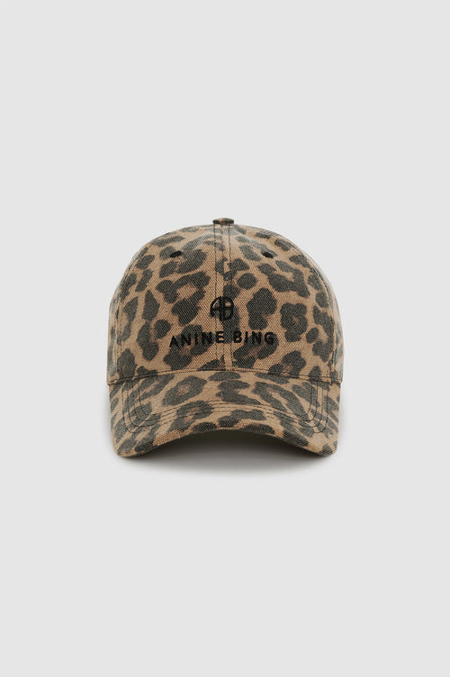 Anine Bing | Kasket | Jeremy Baseball Cap, black and brown leopard