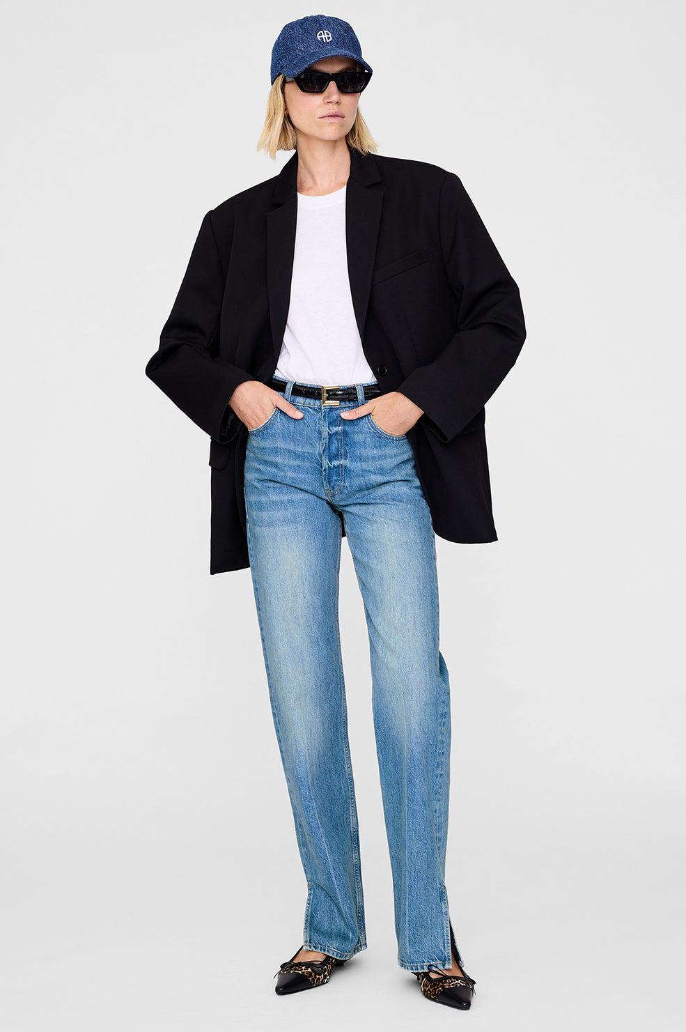 ANINE BING Jeremy Baseball Cap i clean indigo denim med broderet hvidt AB-logo foran