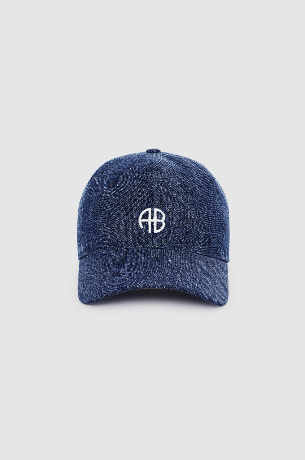 ANINE BING Jeremy Baseball Cap i clean indigo denim med broderet hvidt AB-logo foran