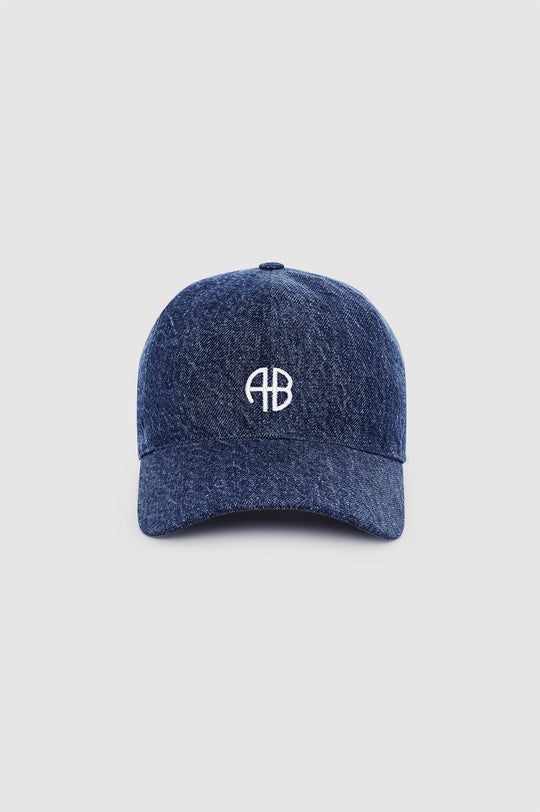 ANINE BING Jeremy Baseball Cap i clean indigo denim med broderet hvidt AB-logo foran