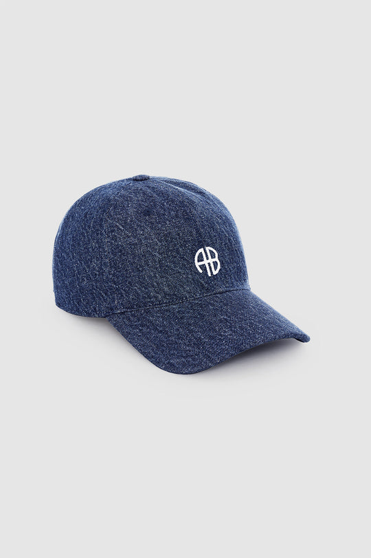 ANINE BING Jeremy Baseball Cap i clean indigo denim med broderet hvidt AB-logo foran