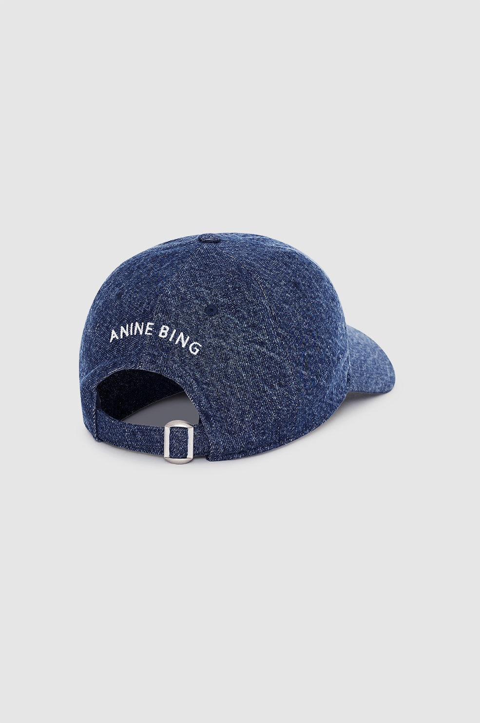 ANINE BING Jeremy Baseball Cap i clean indigo denim med broderet hvidt AB-logo foran