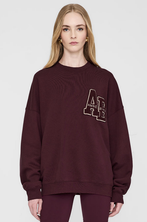 Anine Bing | Sweatshirt | Miles Oversized Letterman, dark burgundy