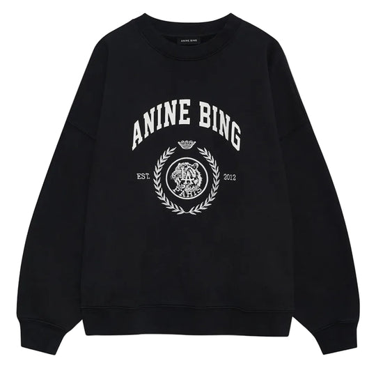 ANINE BING Miles Collegiate sweatshirt i vintage black – produktbillede forfra