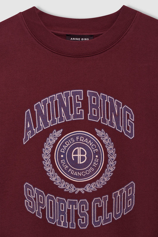Anine Bing Miles sweatshirt i burgundy med collegelogo