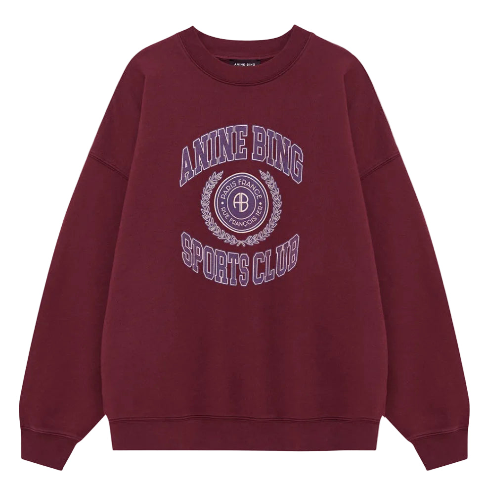 Anine Bing Miles sweatshirt i burgundy med collegelogo