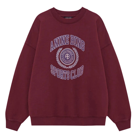 Anine Bing Miles sweatshirt i burgundy med collegelogo