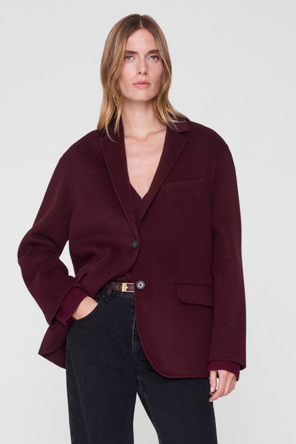 Anine Bing | Blazer | Quinn cashmere blend, burgundy