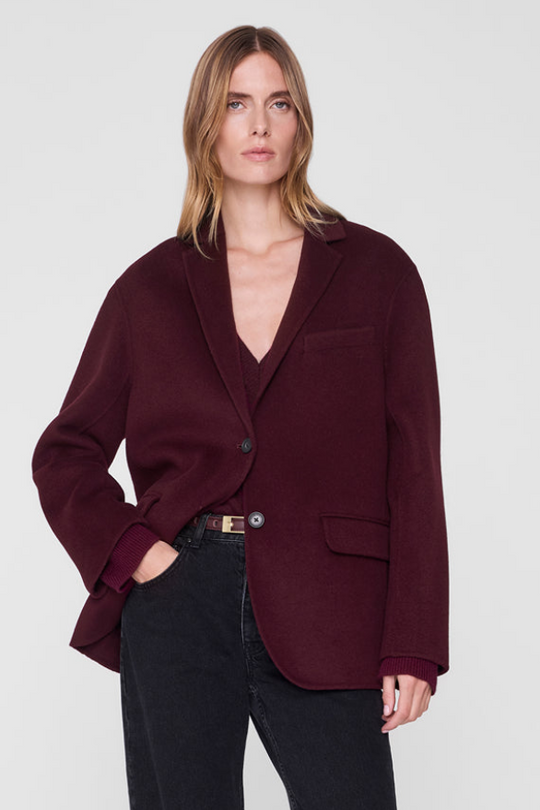 Anine Bing | Blazer | Quinn cashmere blend, burgundy