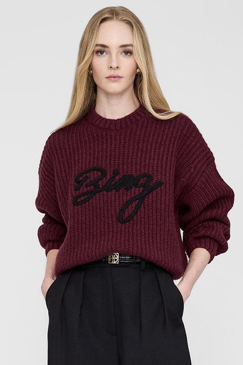 Anine Bing Sydney Crew Sweater Signature i Zinfandel – Luksuriøs Strik i Alpakauld