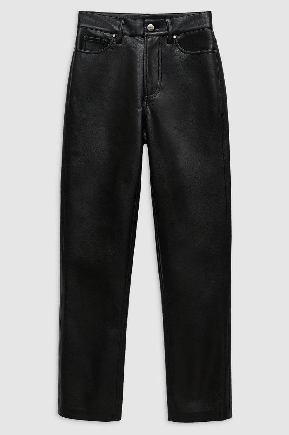 ANINE BING Bruno Pant i sort regenereret læder med høj talje og slim-straight pasform.