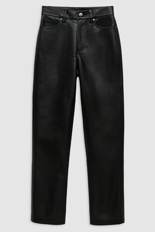 ANINE BING Bruno Pant i sort regenereret læder med høj talje og slim-straight pasform.