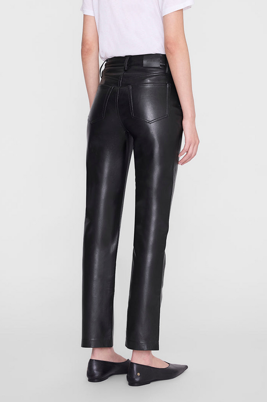 ANINE BING Bruno Pant i sort regenereret læder med høj talje og slim-straight pasform.