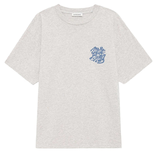 Anine Bing Cade Tee Wave i heather grey med grafisk Wave-print.