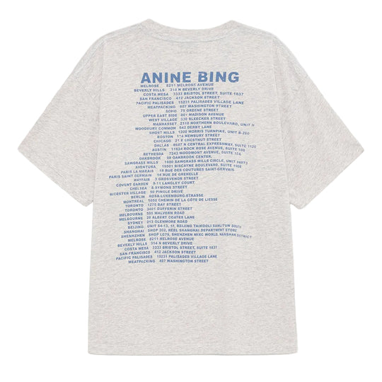 Anine Bing Cade Tee Wave i heather grey med grafisk Wave-print.