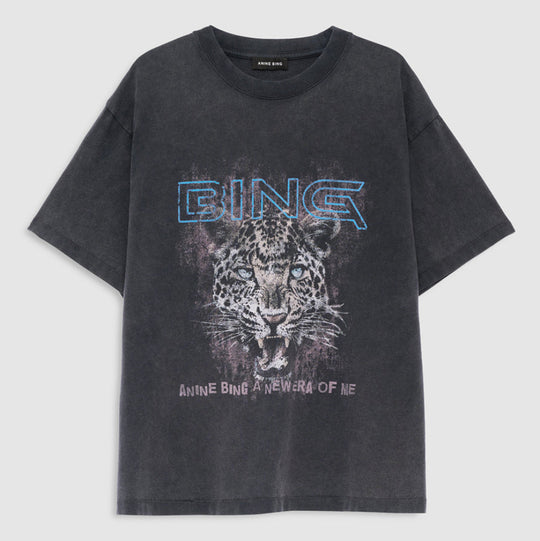 Anine Bing Cade Tee Leo Muse i washed black med leopardprint.