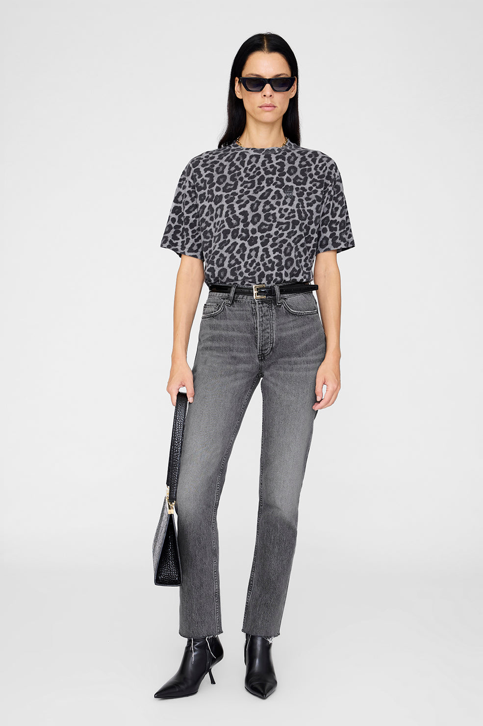 Anine Bing | T-shirt | Cohen Tee, grey leopard