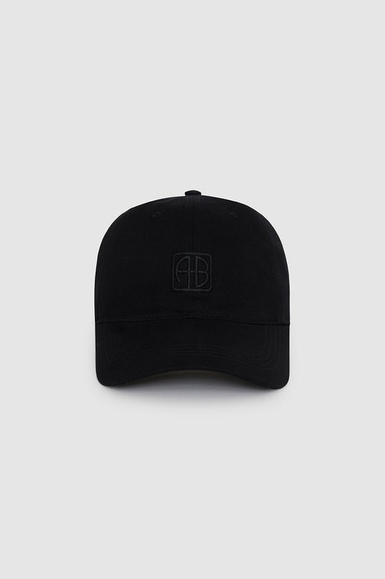 Anine Bing Jeremy Baseball Cap – klassisk sort baseball cap med diskret monogram og justerbar pasform.
