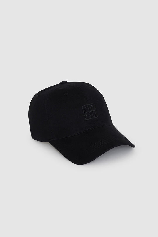 Anine Bing Jeremy Baseball Cap – klassisk sort baseball cap med diskret monogram og justerbar pasform.
