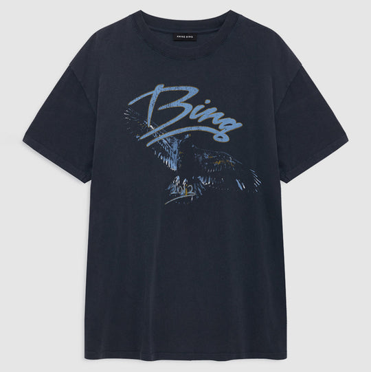 Anine Bing Kent Tee Eagle i washed black – oversized t-shirt i let bomuldsjersey med eagle-grafik og dropped shoulders.