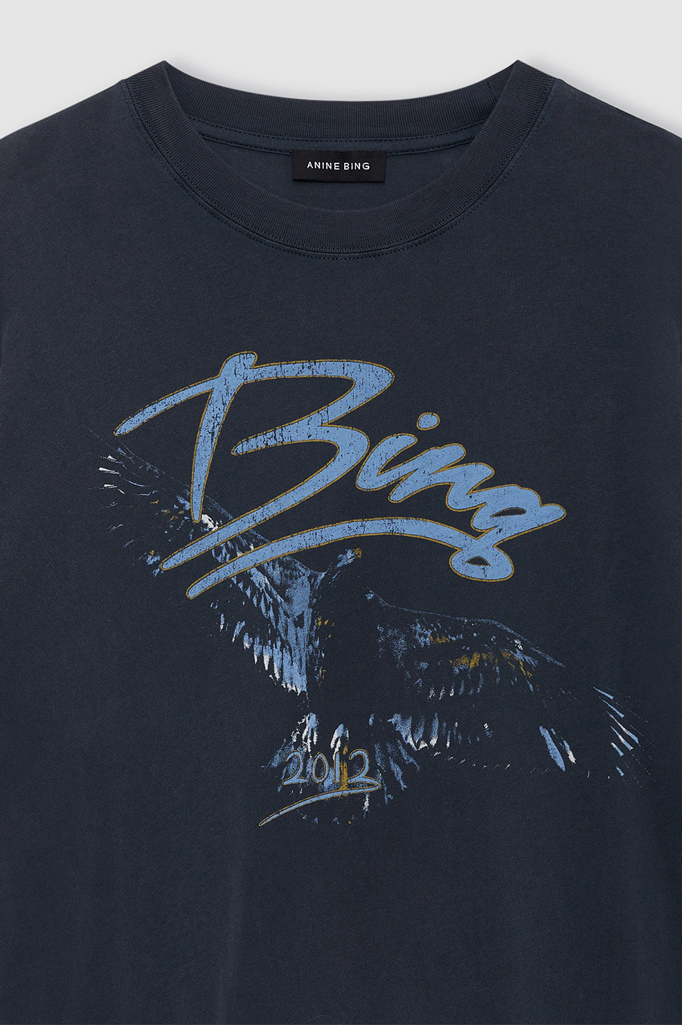 Anine Bing Kent Tee Eagle i washed black – oversized t-shirt i let bomuldsjersey med eagle-grafik og dropped shoulders.