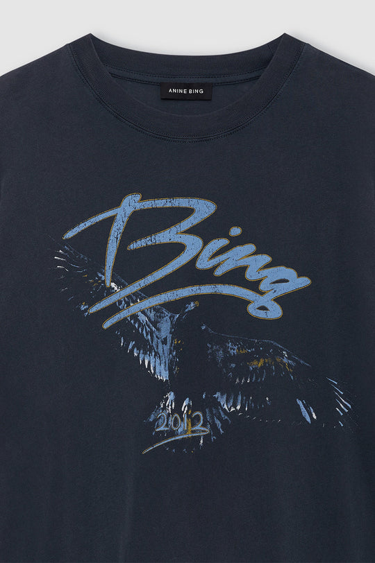 Anine Bing Kent Tee Eagle i washed black – oversized t-shirt i let bomuldsjersey med eagle-grafik og dropped shoulders.