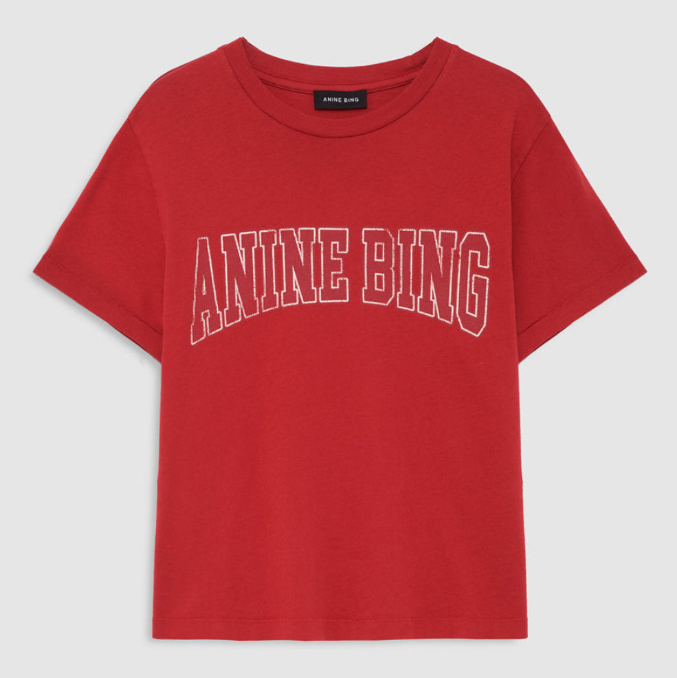 Anine Bing Shelly Tee i tango red i blød bomuld.