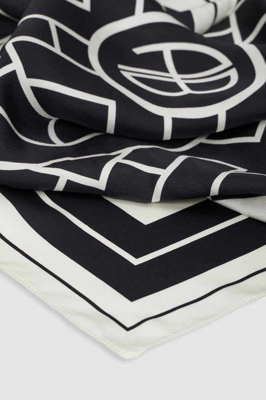 Anine Bing York Scarf AB silketørklæde med monogramprint.