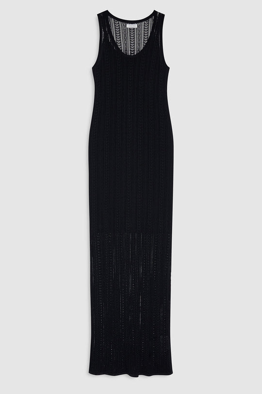 Anine Bing Arie Long Dress sort gulvlang strikket kjole.