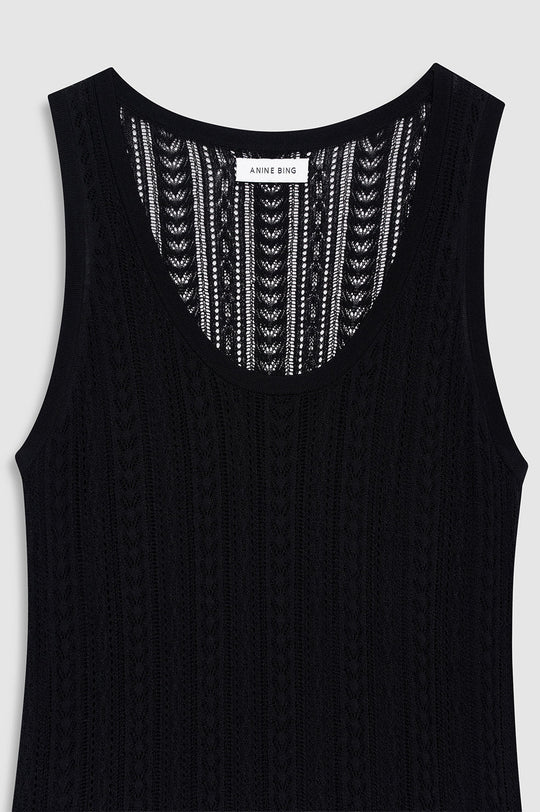 Anine Bing Arie Long Dress sort gulvlang strikket kjole.