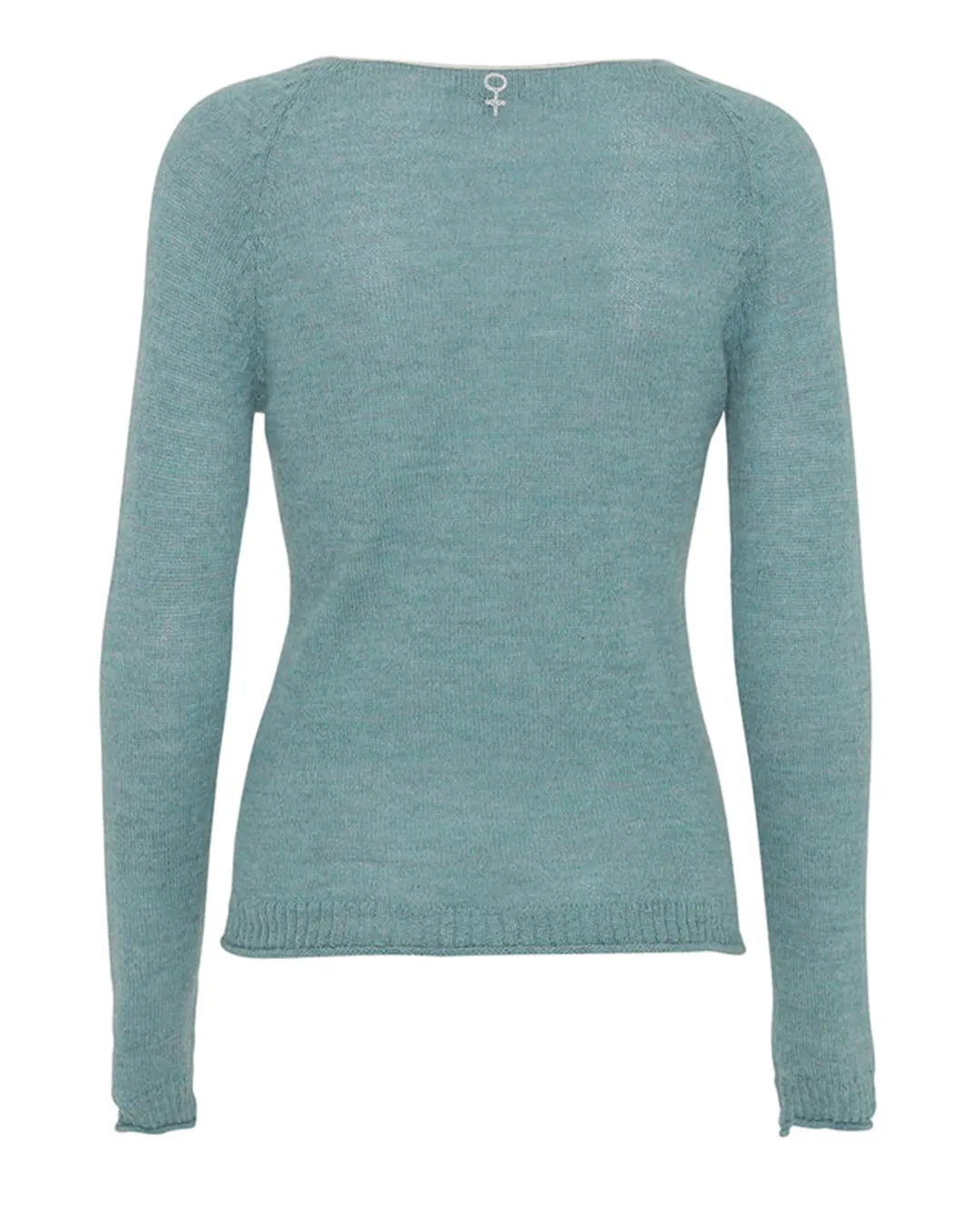 Gorridsen's Afrodite Peru Sweater i 100% Baby Alpaca Uld i farven 'aqua'. Den lette, varme og bløde uld er behagelig mod huden.