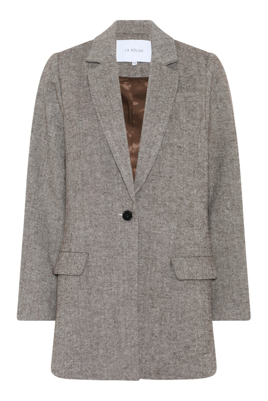 La Rouge Agnete Blazer – brun blazer med klassisk snit og foret inderside.
