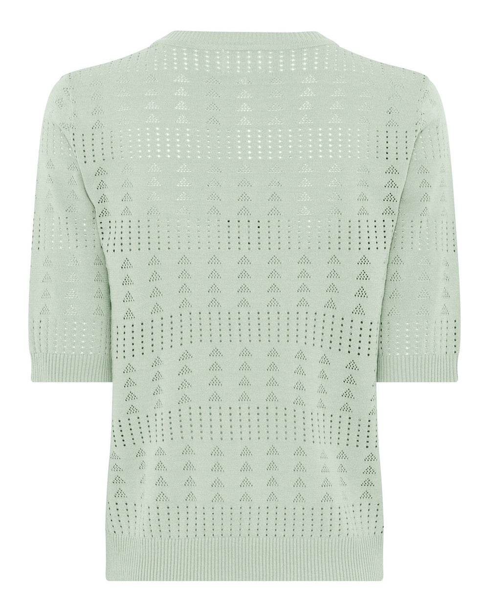 La Rouge Alma knit bluse i lysegrøn med hulmønster og let viskosekvalitet.