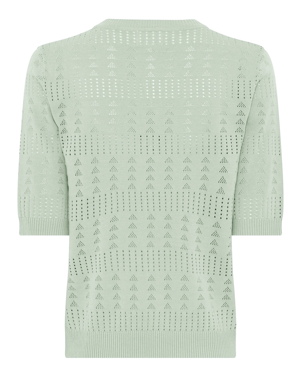 La Rouge Alma knit bluse i lysegrøn med hulmønster og let viskosekvalitet.
