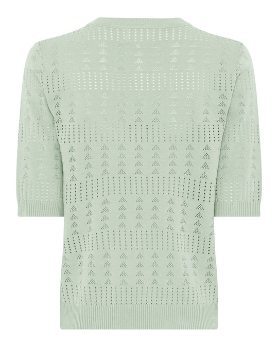 La Rouge Alma knit bluse i lysegrøn med hulmønster og let viskosekvalitet.