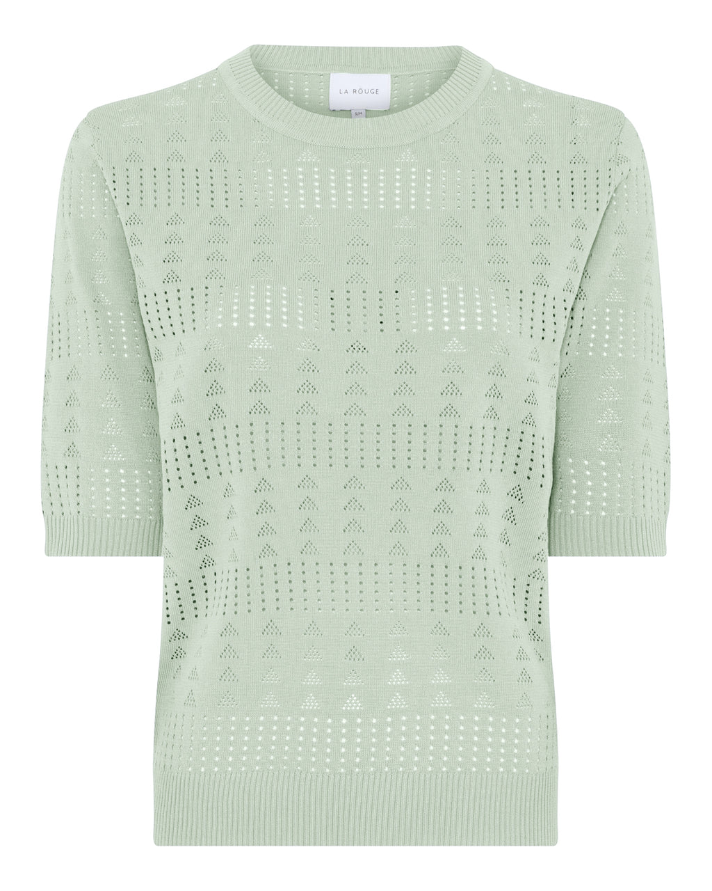La Rouge Alma knit bluse i lysegrøn med hulmønster og let viskosekvalitet.